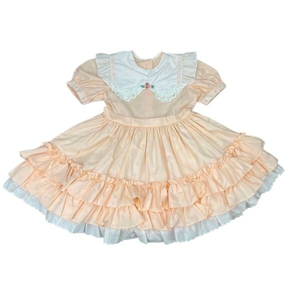 VTG Lilo California Full Circle Dress Girls Sz 5 Pageant Ruffled Tiered Party - Picture 2 of 12